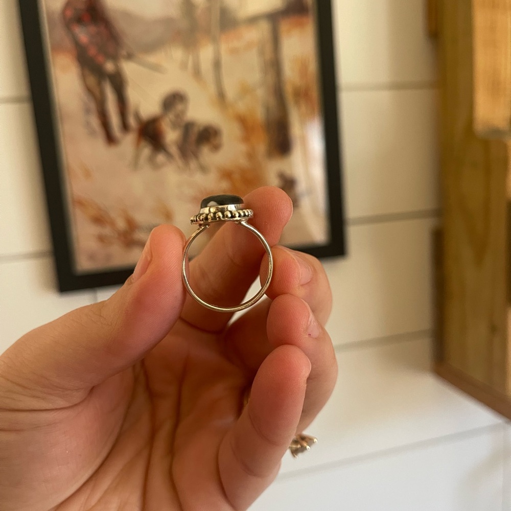 Buffalo Turquoise Sterling Silver Ring, Size 9.5 - Picture 4 of 6